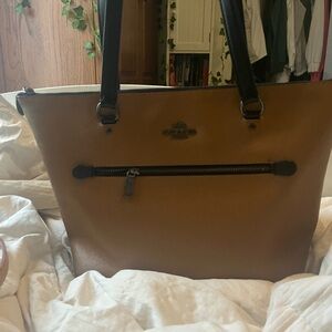 Coach Brown Tote with Black Handles